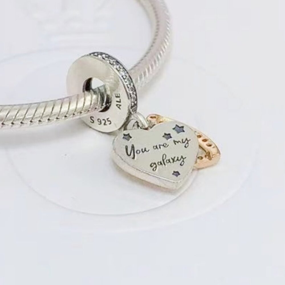 Shooting Star Hearts Double Dangle Charm - Picture 4 of 4
